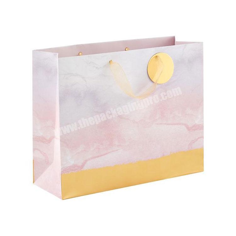 Custom Made luxury wedding oil proof Small gift cloth paper Bags with ribbon Handles for jewelry