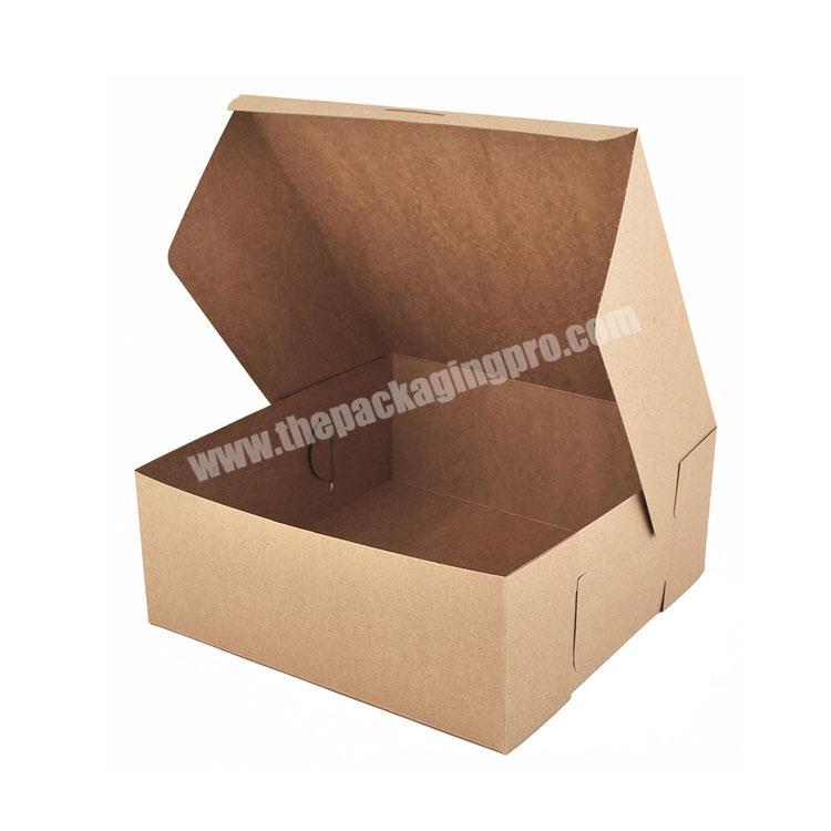 Custom Non Window Lock Corner Kraft Paperboard Paper Cake Bakery Boxes