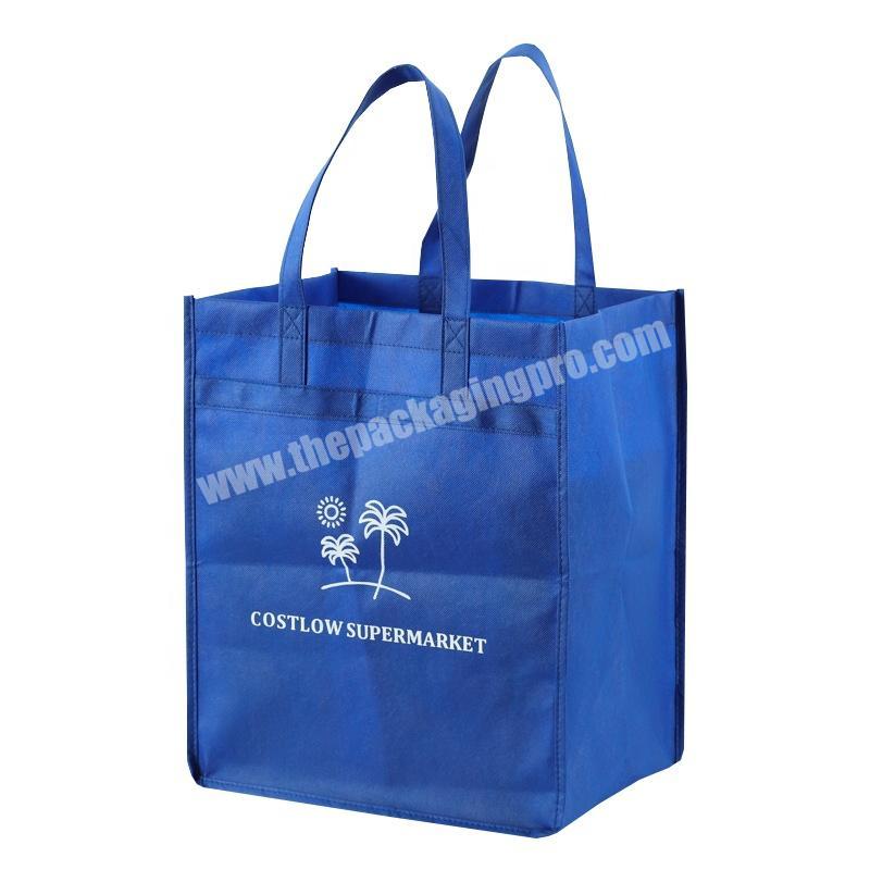 Custom Print Eco Reusable Supermarket Grocery Promotion Shopping Tote  Non Woven Fabric Bag