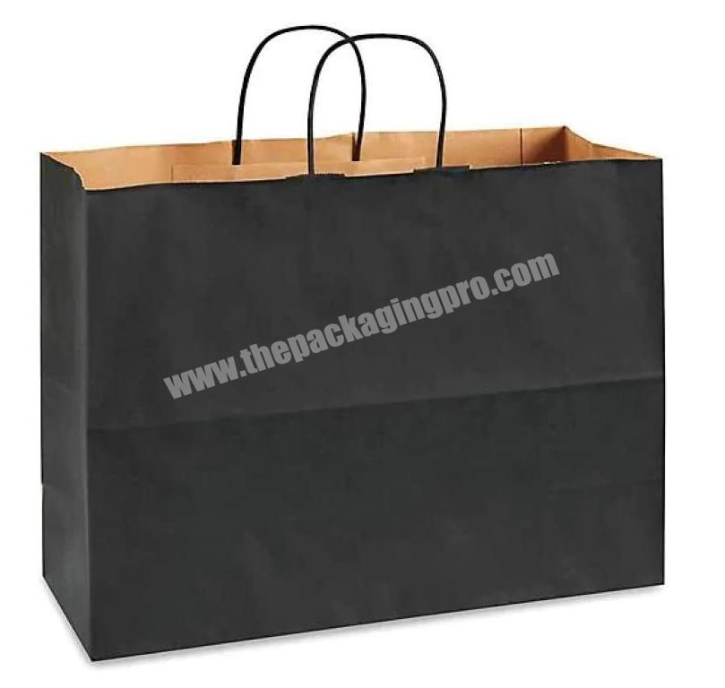 Custom Personalized Logo Printed Black Kraft Paper Shopping Bags with Handle