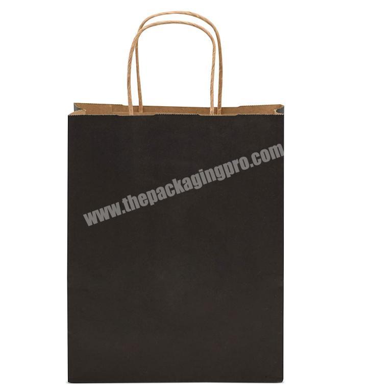 Custom Personalized Logo Printed Black Merchandise Paper Bags with Handle