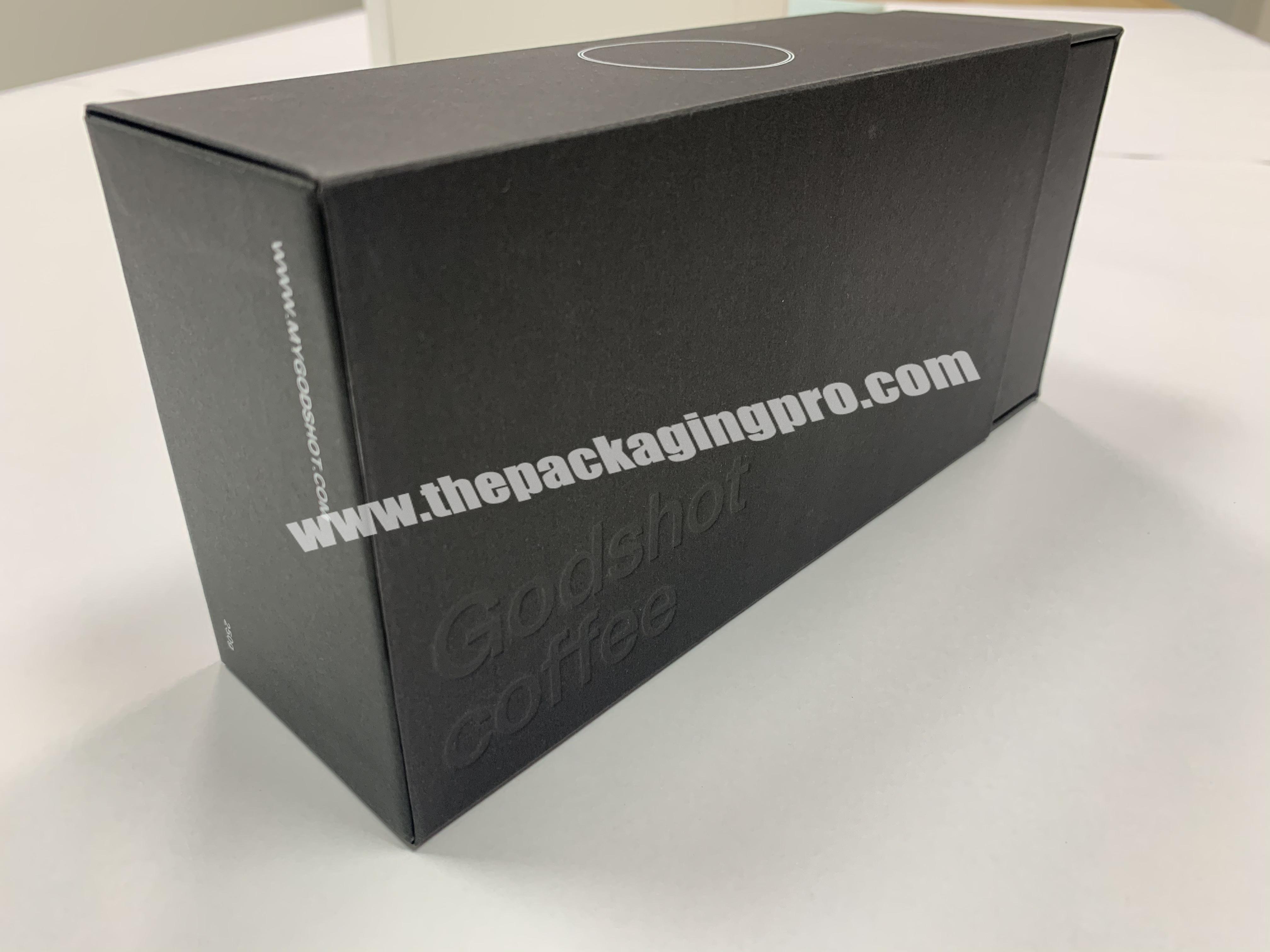 Factory Custom Printed Logo Cardboard Paper Packaging Sliding Coffee Gift Black Drawer Boxes