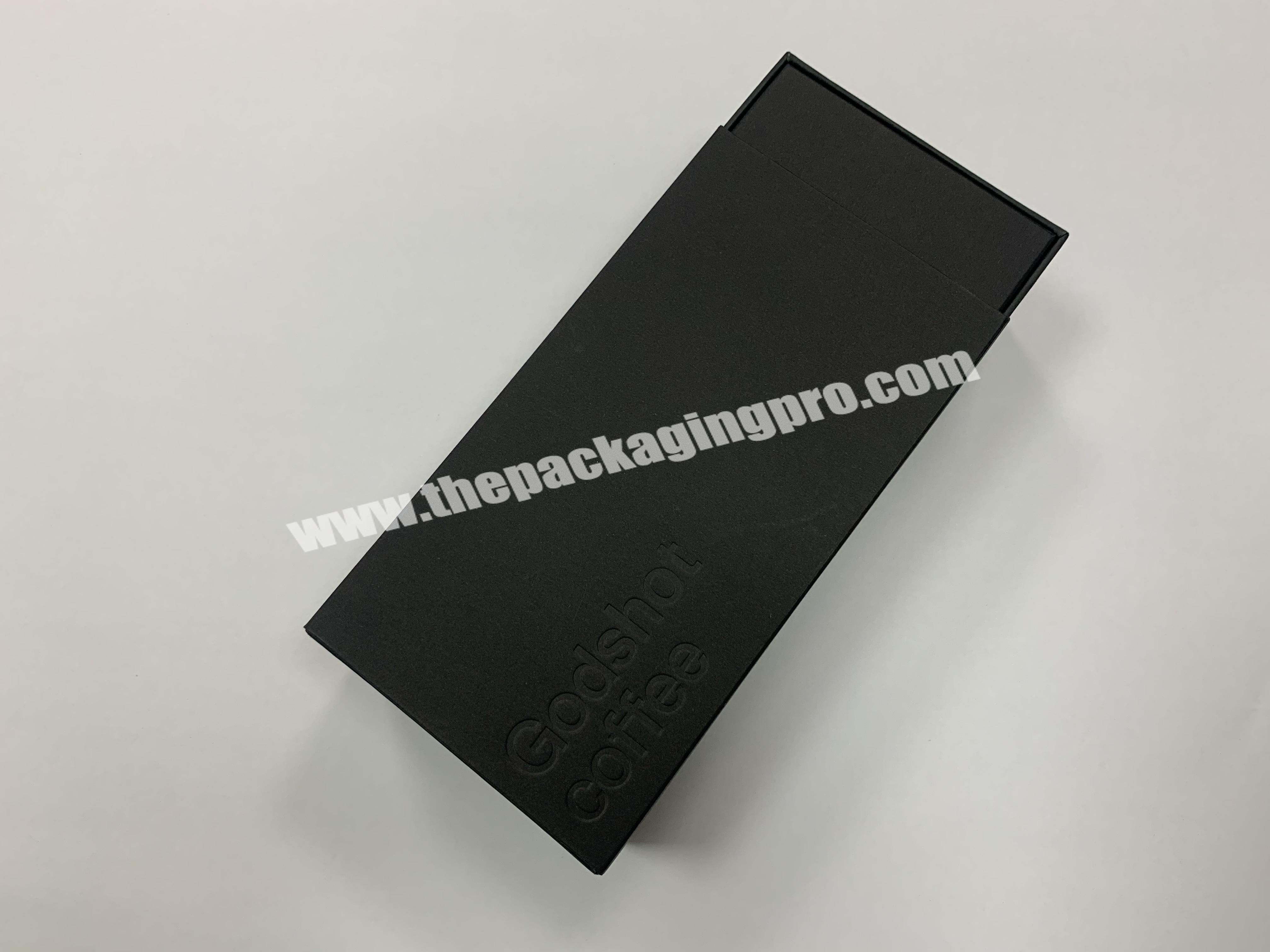 Supplier Custom Printed Logo Cardboard Paper Packaging Sliding Coffee Gift Black Drawer Boxes