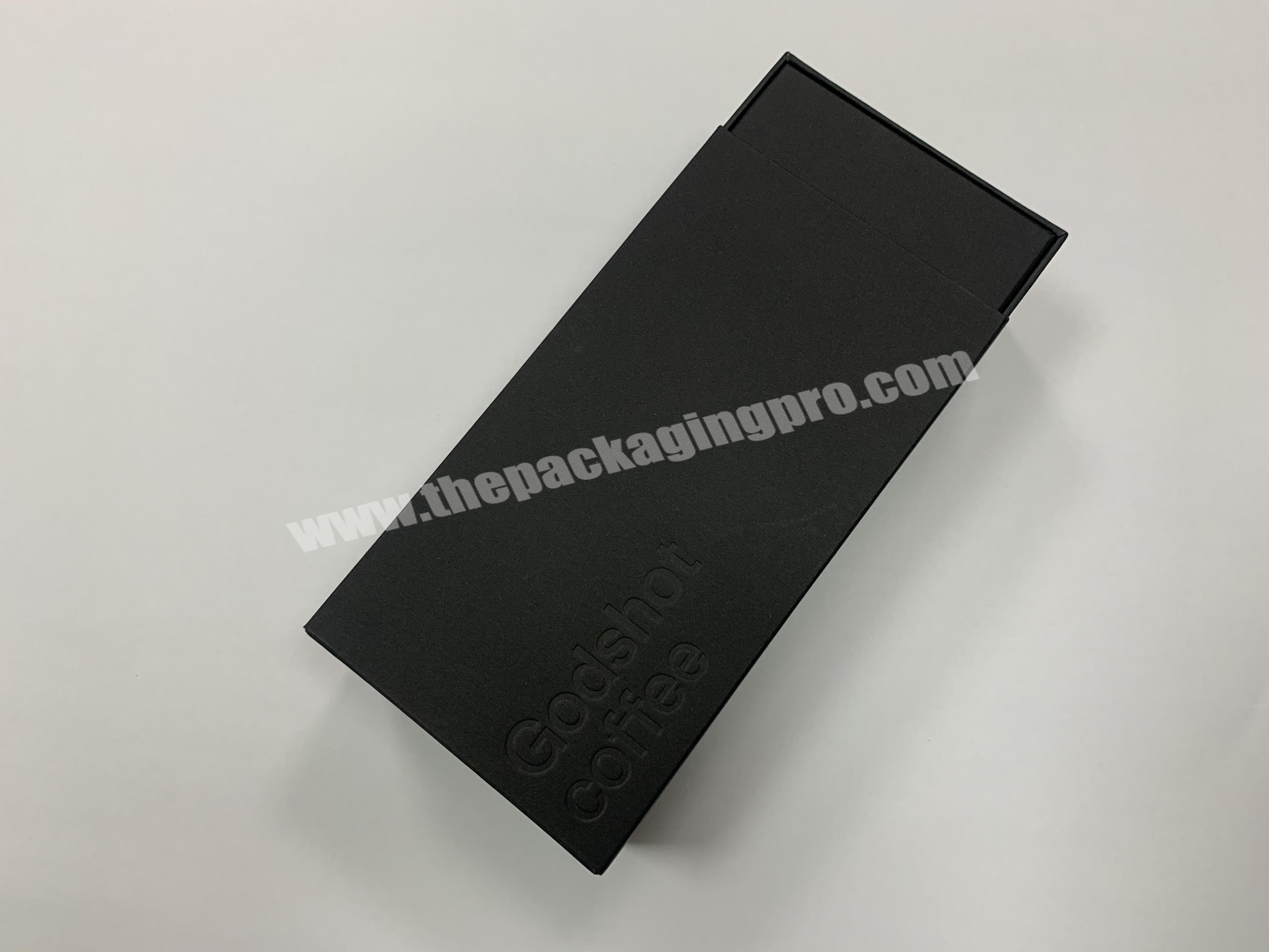 Supplier Custom Printed Logo Cardboard Paper Packaging Sliding Coffee Gift Black Drawer Boxes