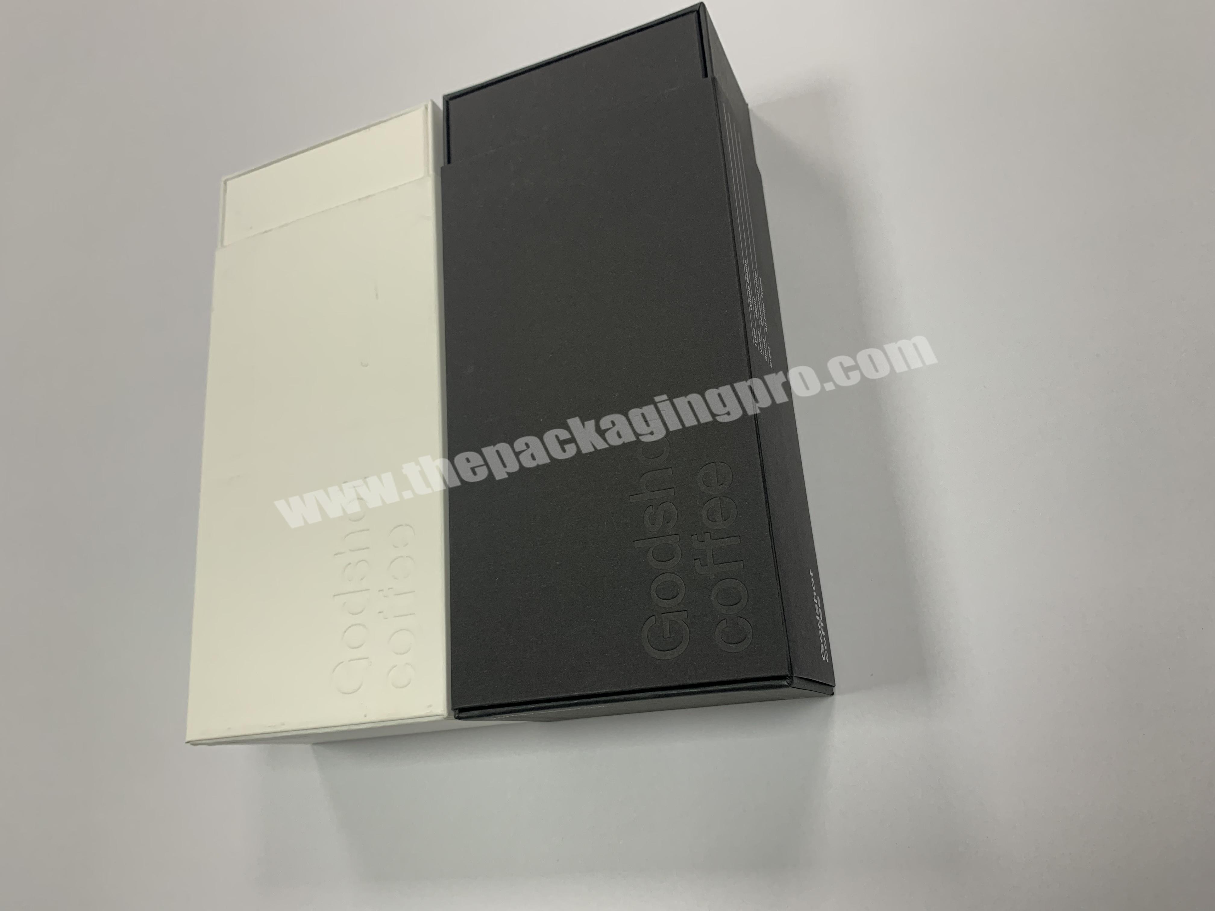 Shop Custom Printed Logo Cardboard Paper Packaging Sliding Coffee Gift Black Drawer Boxes