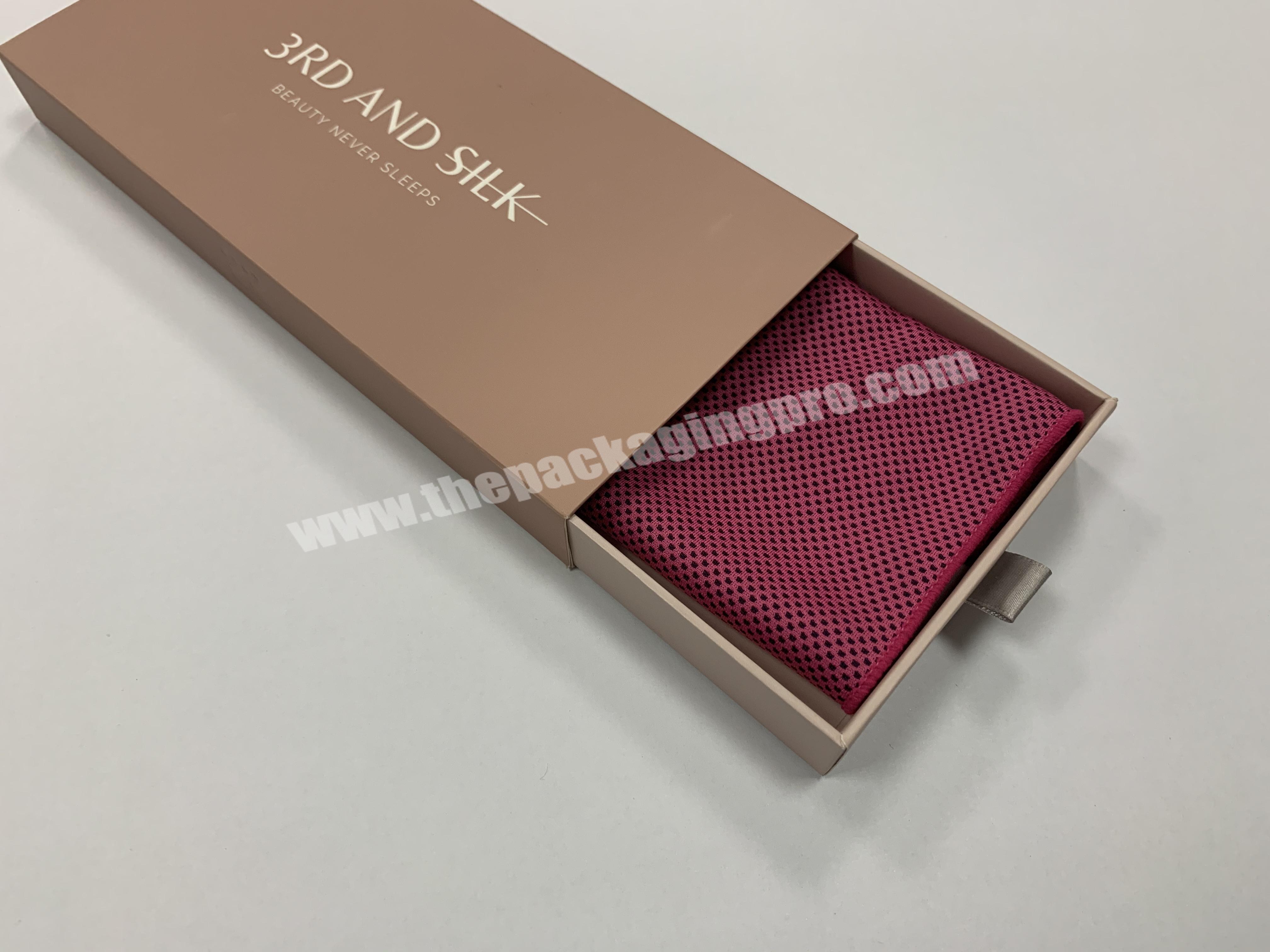 Wholesale Custom Printed Rigid Cardboard Luxury Sliding Box Gift Sleeve Drawer Boxes With Ribbon For Silk Packaging