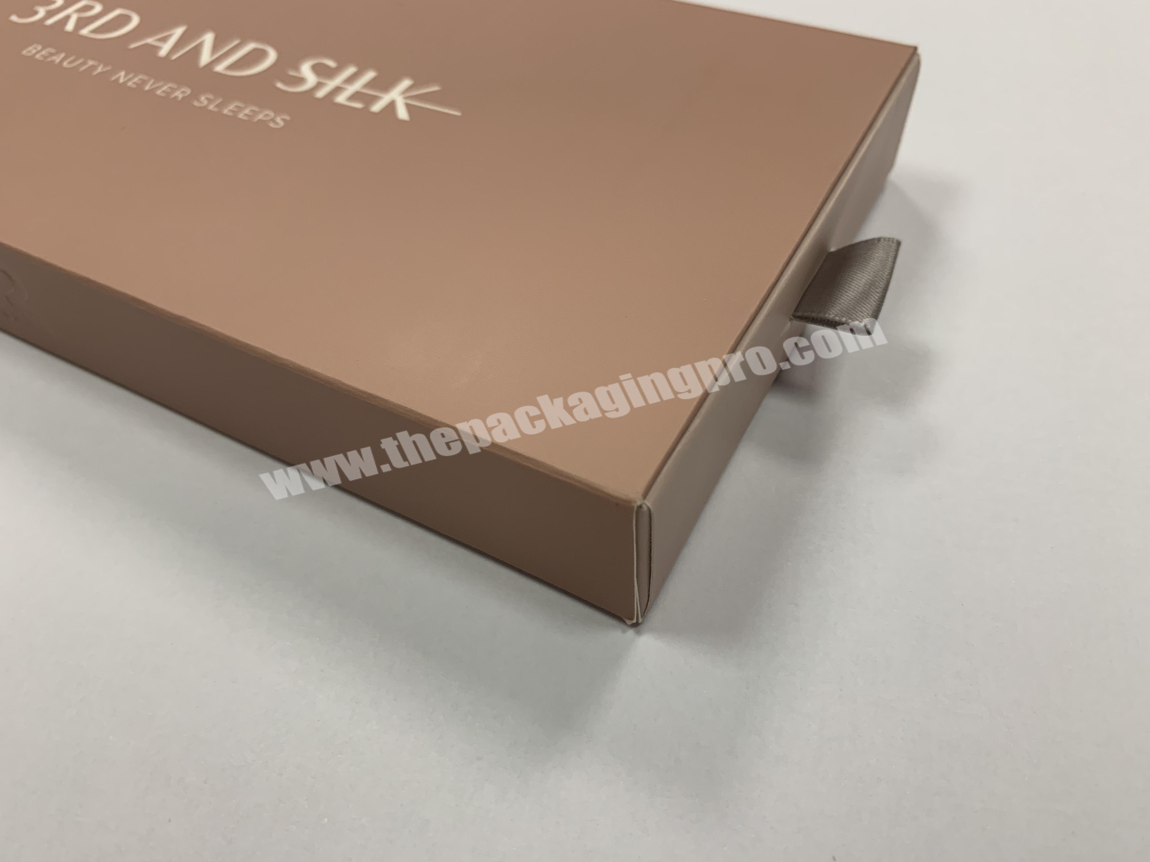 Manufacturer Custom Printed Rigid Cardboard Luxury Sliding Box Gift Sleeve Drawer Boxes With Ribbon For Silk Packaging