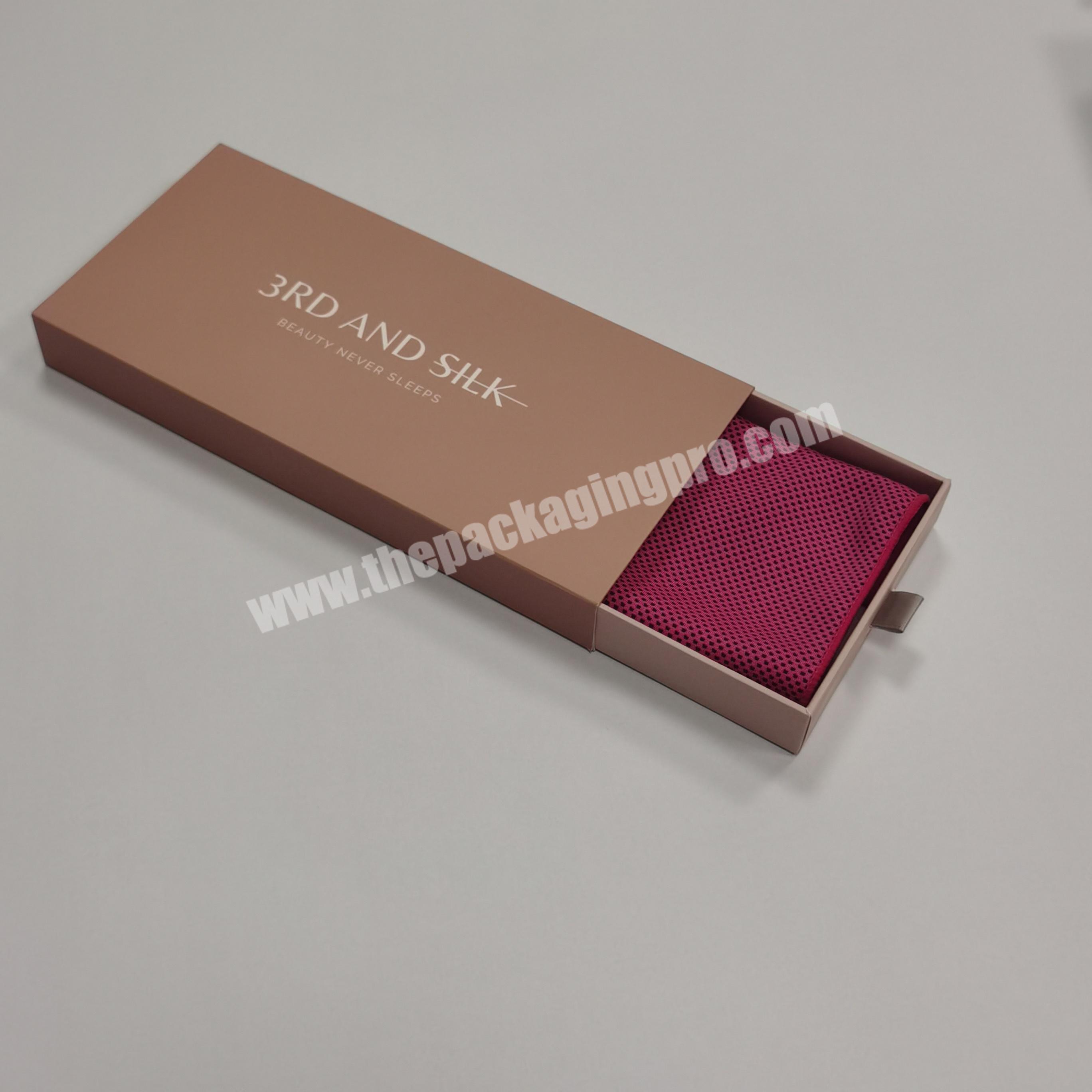 Factory Custom Printed Rigid Cardboard Luxury Sliding Box Gift Sleeve Drawer Boxes With Ribbon For Silk Packaging
