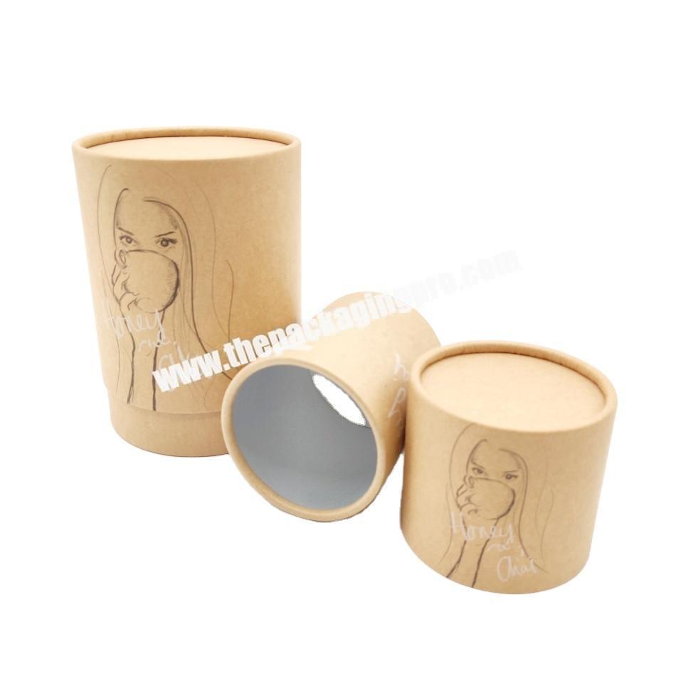 Custom Logo Biodegradable Cardboard Paper Tube Packaging for Loose leaf Tea / food with aluminum foil inside Recyclable box