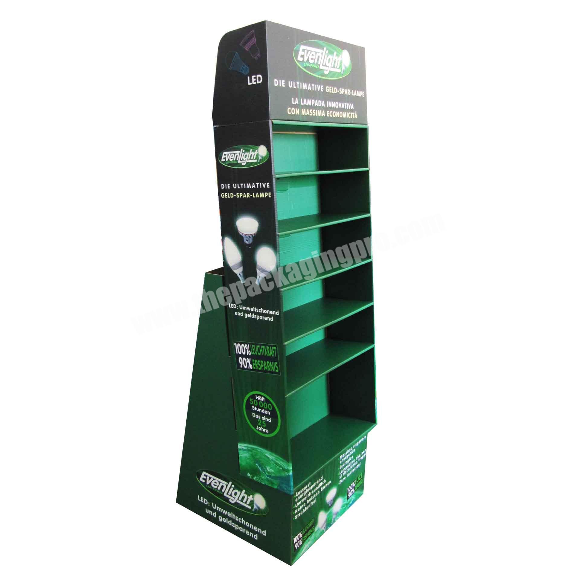 Custom Product Display Rack Folding Pop Up Paper Display Corrugated Floor Standing Cardboard Display Stand