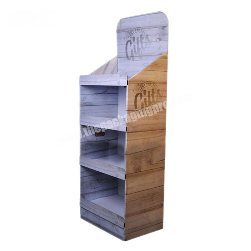 Custom Promotion Paper Display Racks Floor Standing POS Corrugated Cardboard Shelf Display