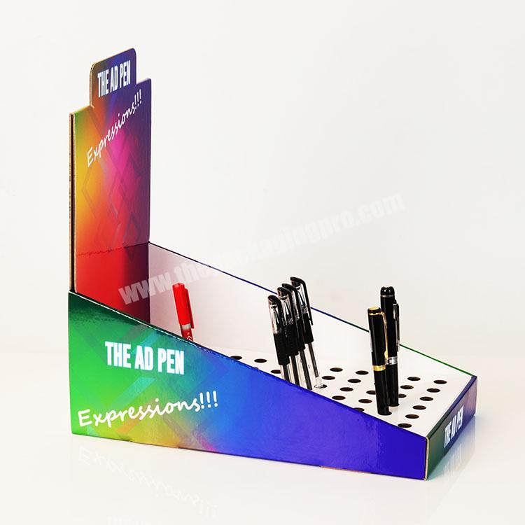 Custom Retail Store Cardboard Pen Display Stands Paper Tabletop Counter Display For Stationery