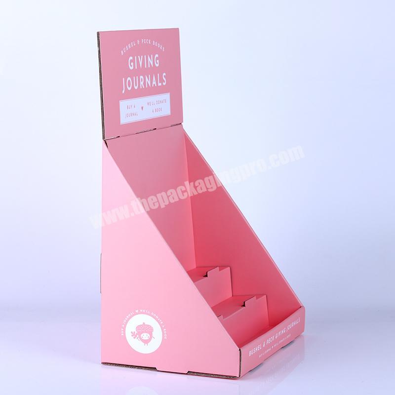 Custom Retail Template Cardboard Corrugated Paper Tier PDQ Counter Display Box Cardboard Counter top Book Display Stands