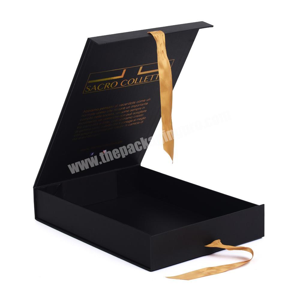 Custom Rigid Small Black Gift Boxes With Ribbon