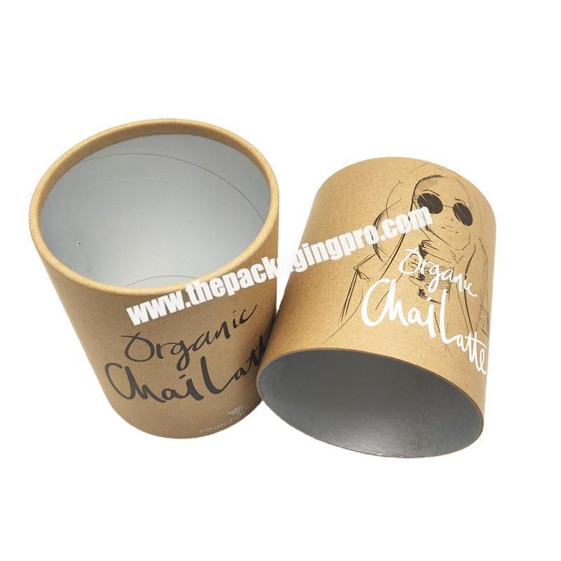 Food Grade Tea Coffee Round Paper Packaging Tube with Aluminum Foil Paper Inside Natural Organic Food Round Paper Box Packaging