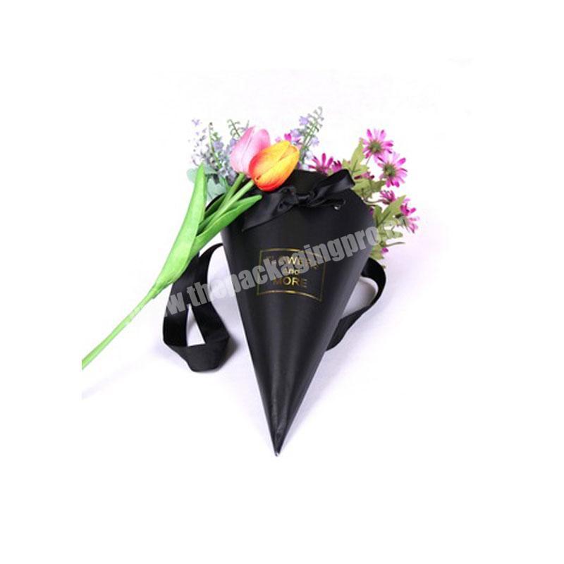 Custom Small Cute Circular Shaped Paper Rose Box With Handle For Bouquets
