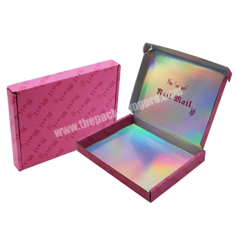 Custom Small Pink 3D Holographic Nails Packaging Shipping Mailer Boxes
