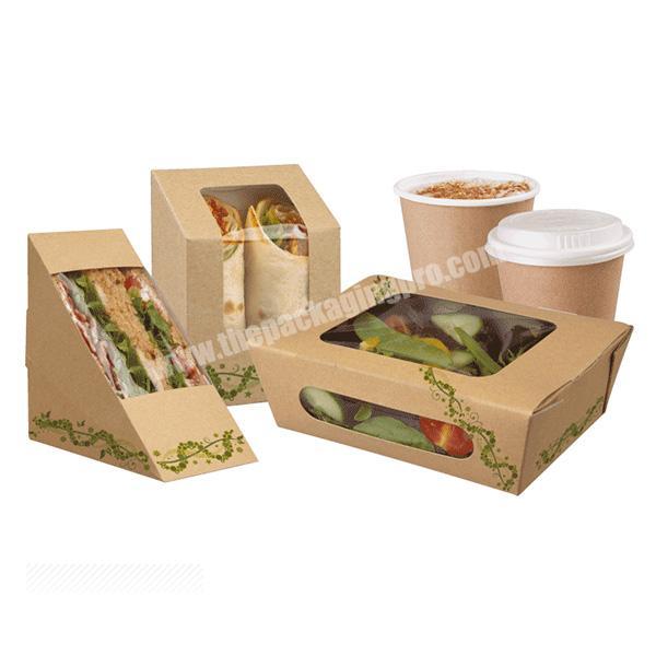 Custom Take Out Disposable Food Paper Sushi Salad Sandwich Packaging Box With Window