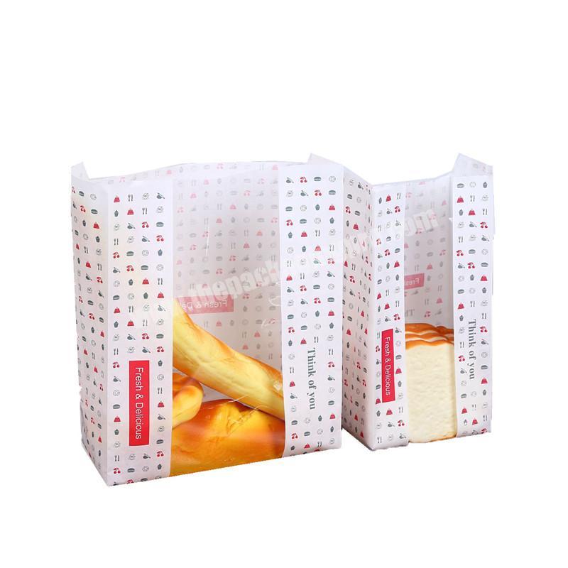 Custom White  Kraft Paper Box Grocery Packaging Pouch Bakery Bread Bags With Window