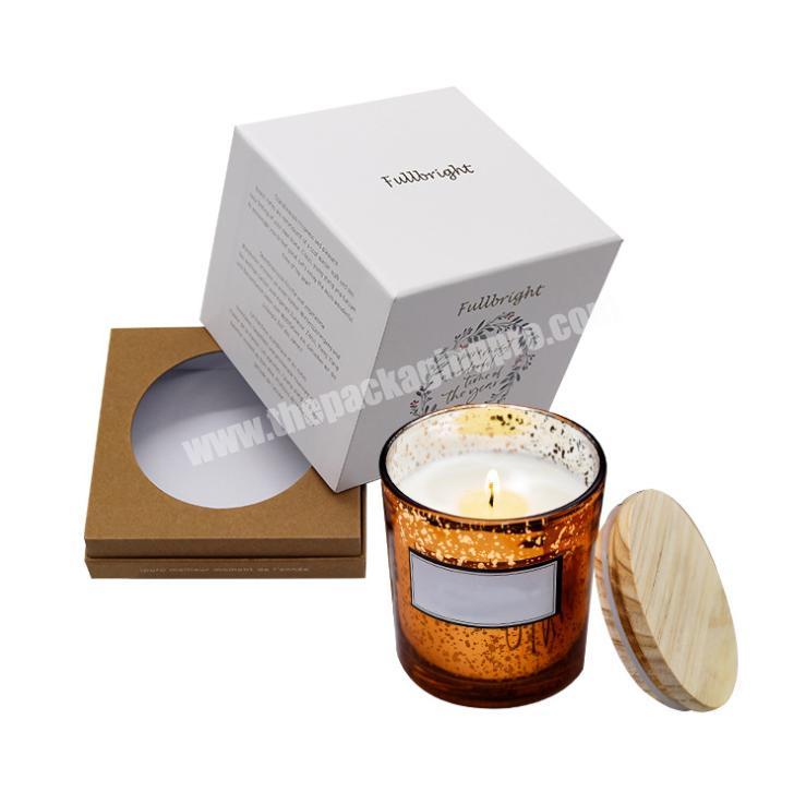 Custom White Lid and Bottom Luxury Cardboard Jar Candle Gift Packaging Box