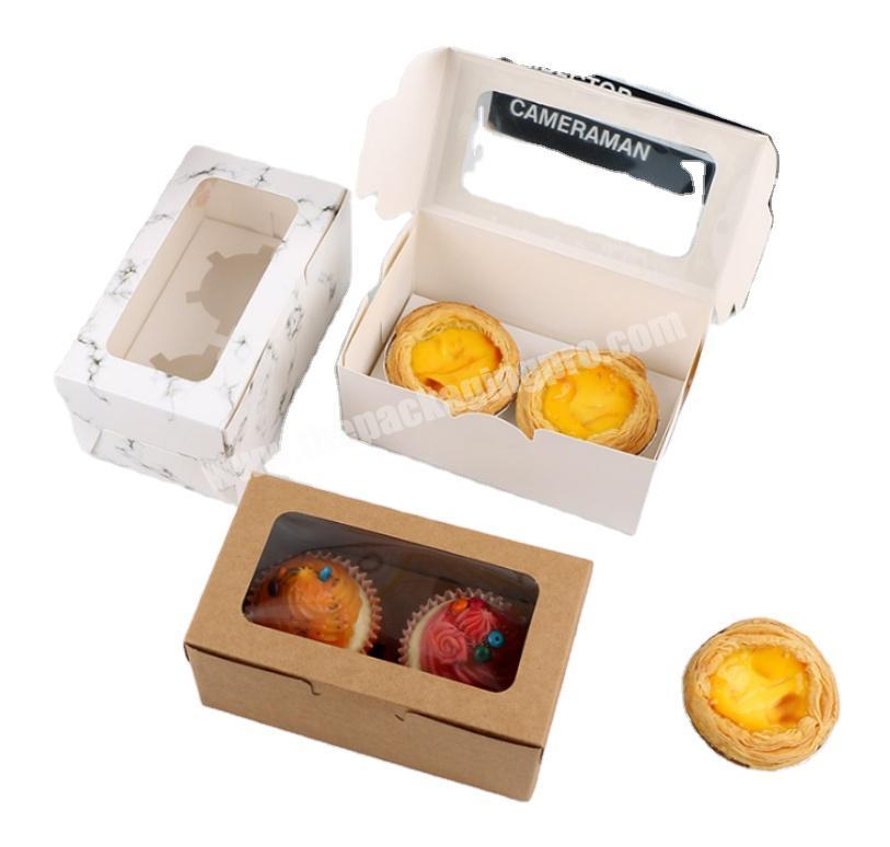 Custom White Transparent Mini Cupcake Box Window Clear 2 4 6 Hole Muffin Cup Cake Cupcake Paper Packaging Box
