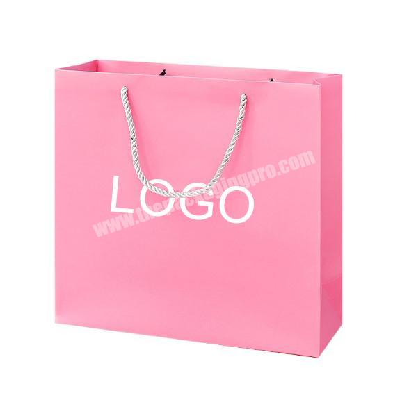 Custom accept color printed wholesales matte finish pink paper shopping bag with your brand logo