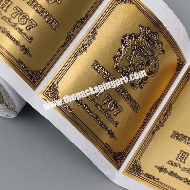 Custom bottle adhesive labels tags lucky label romper with gold color