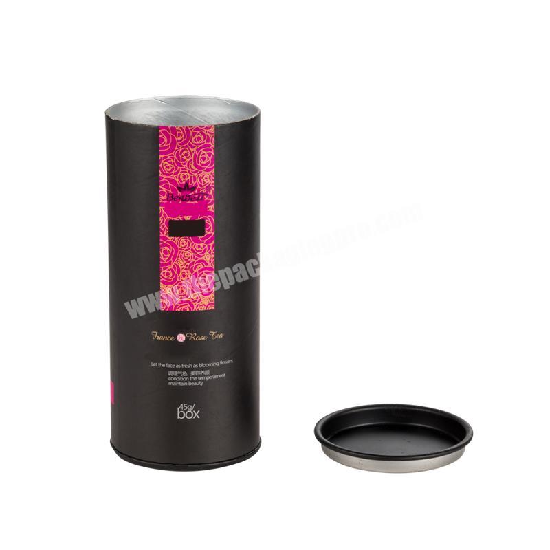 Custom cardboard cylinder tea/coffee box round kraft cardboard black paper tube packaging