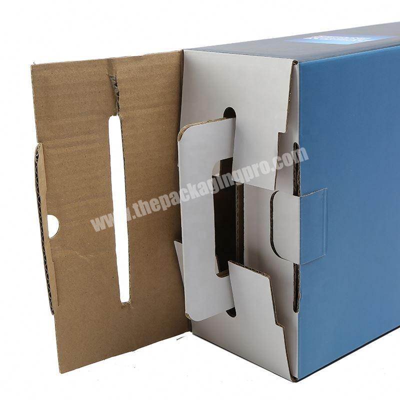 Two pieces custom factory made cheap printing corrugated paper box with ribbon handle for toy packaging