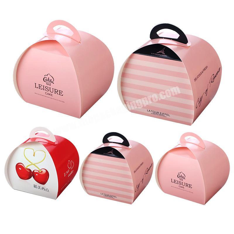 Custom decorative individual wedding small cake boxes with handle