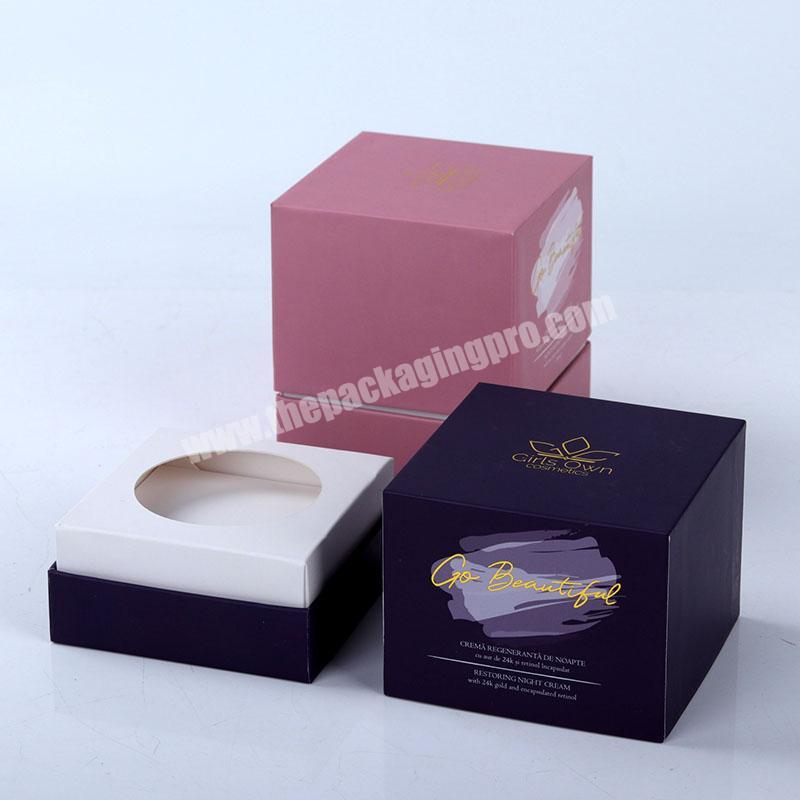 Custom design luxury hot stamping art paper cosmetic box for skin care cream packaging