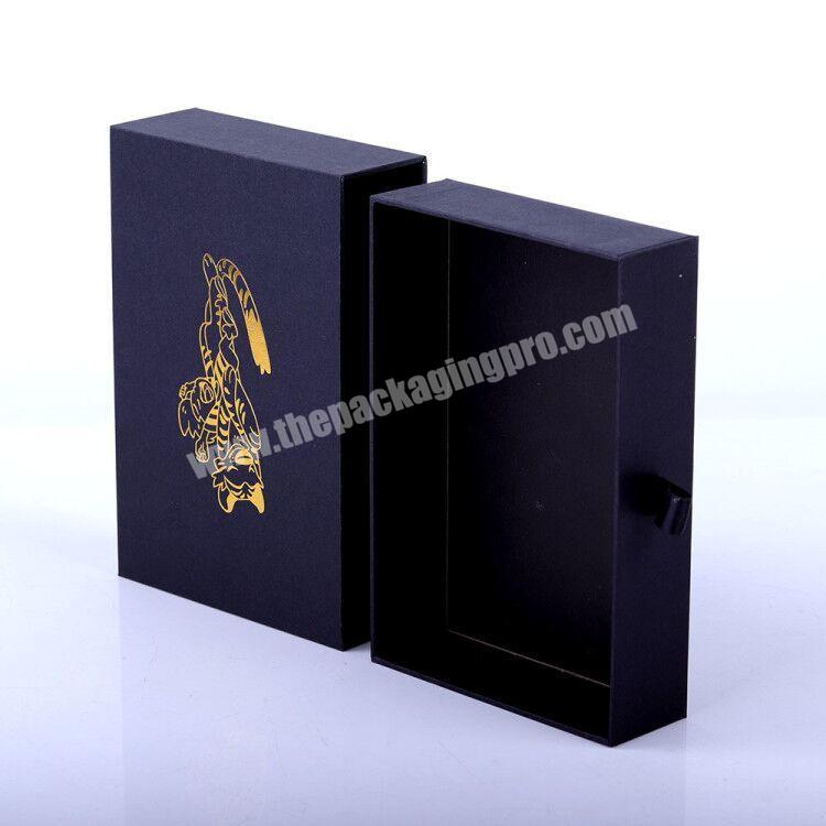 Custom design matte black luxury eco jewellery boxes purses boxes sliding lid paper gift boxes packaging