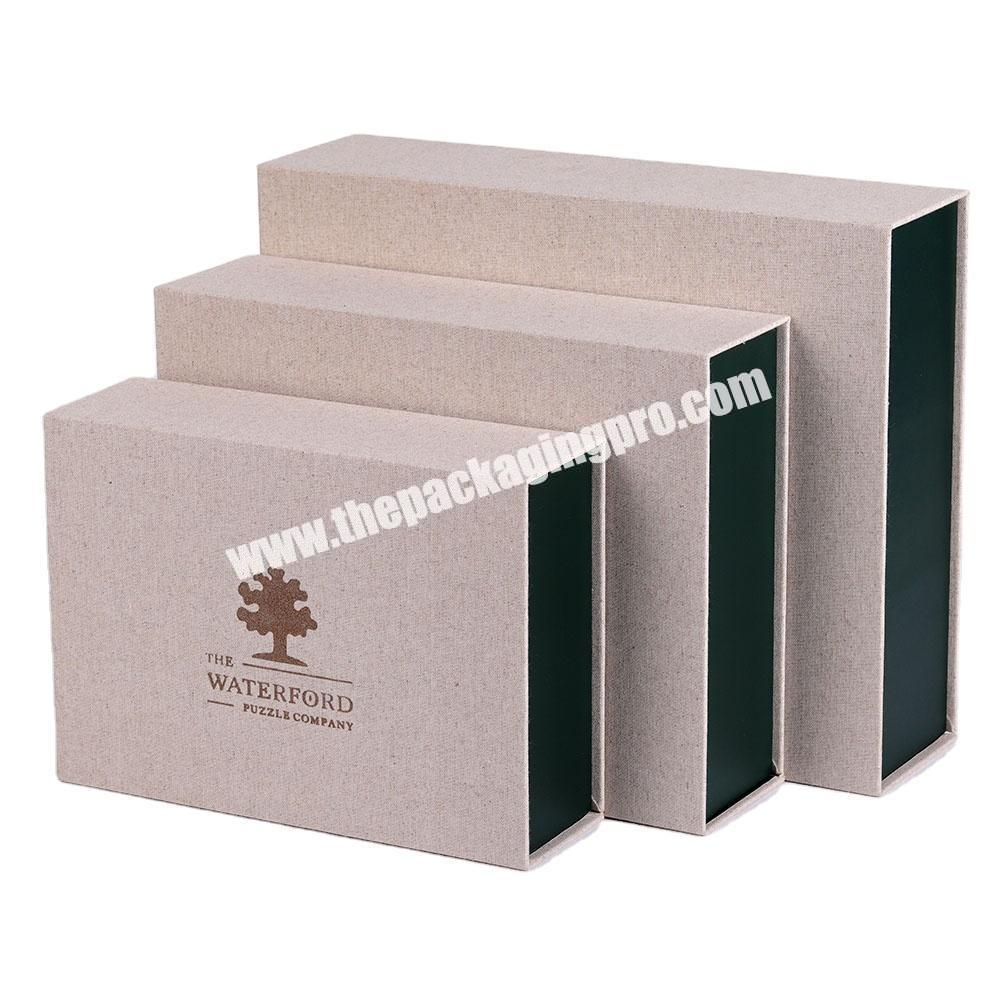 Bespoke big size linen cover gift box packaging with magnetic lid