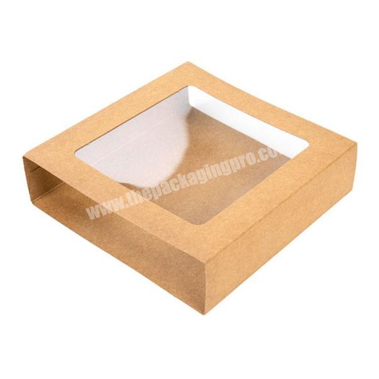 Custom eco friendly brown packaging Kraft paper sliding drawer boxes with window