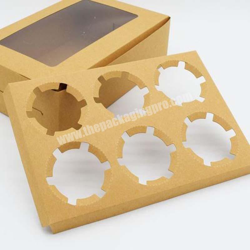 Custom eco-friendly dessert packaging cupcake divide insert kraft paper box