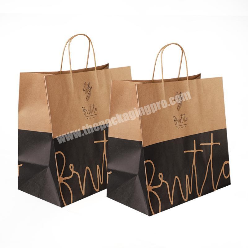 Custom eco-friendly kraft paper shopping packaging in clothes and shoes bags with logo printed