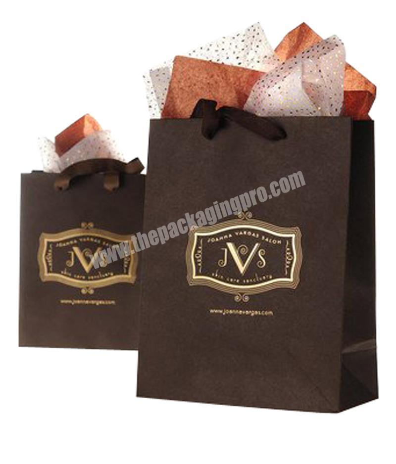 Custom kraft paper black shopping carrier bags