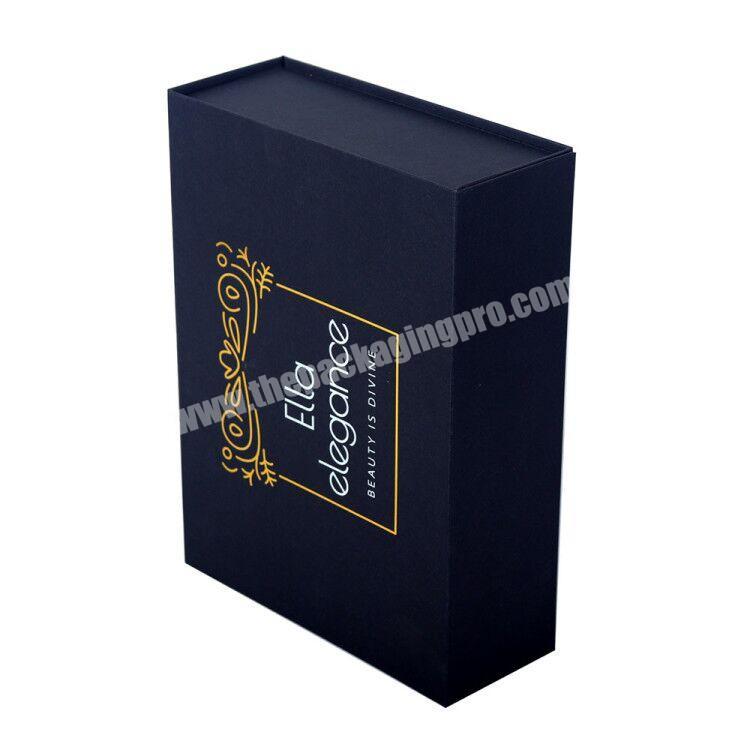 Custom logo Magnetic closure flat Folding Gift Box Black Eco-friendly paper gift box packaging folded