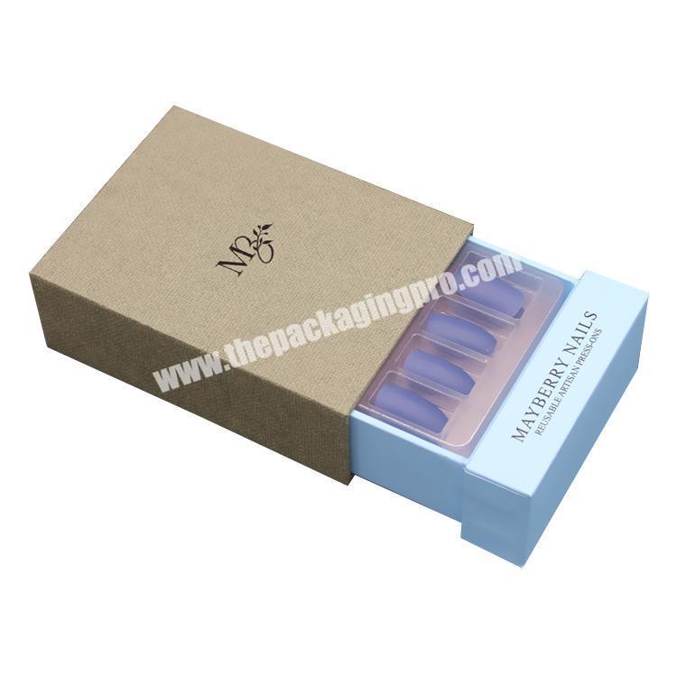 Custom logo empty false press on nails custom packaging newest design drawer style box for nails