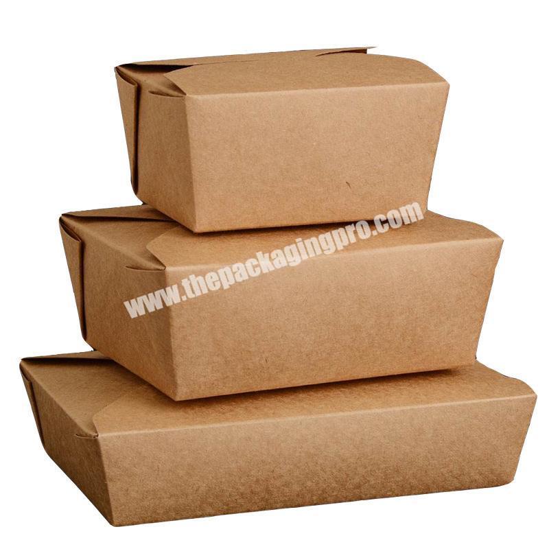 Custom size logo printing disposable takeaway recycle kraft paper lunch box food box packaging