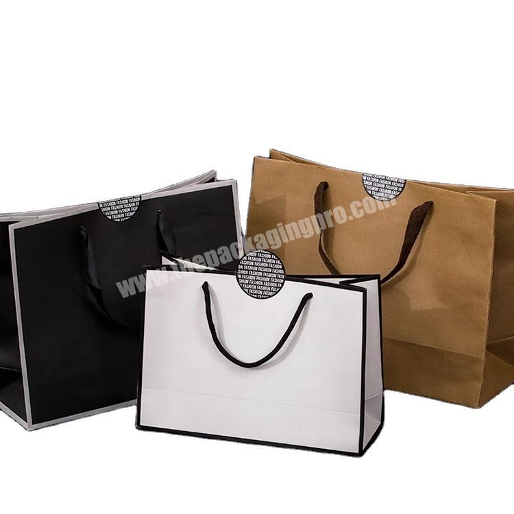 Custom logo inventory gift recyclable white paper portable folding handle shopping bag