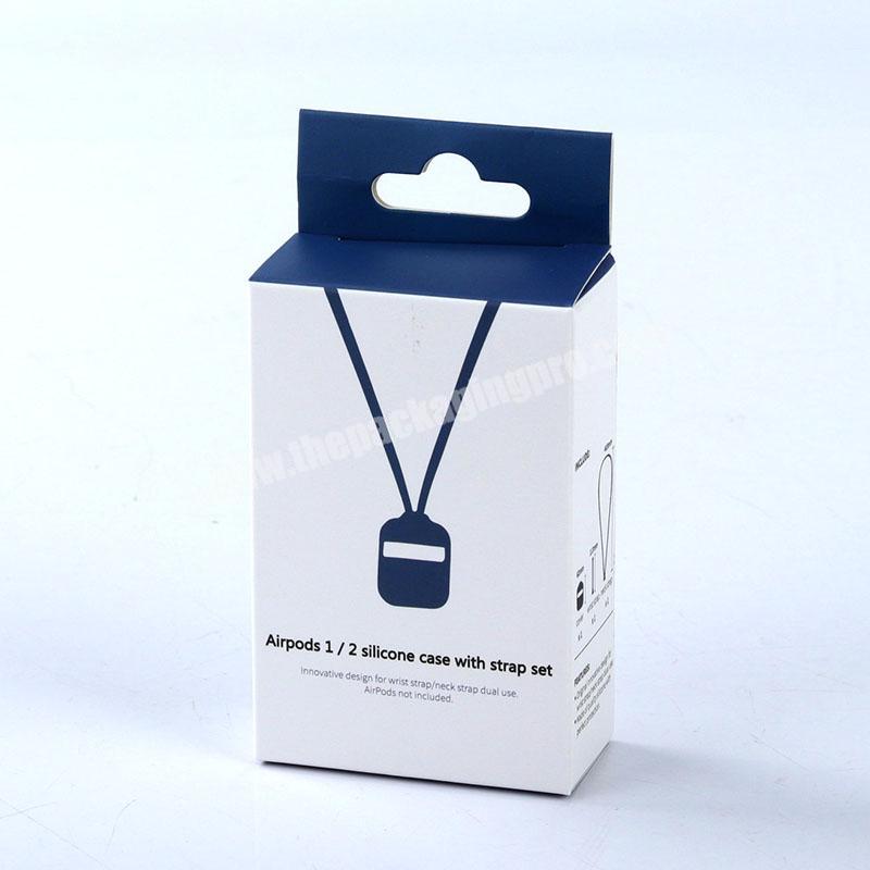Custom logo packaging white card paper box with hang hole