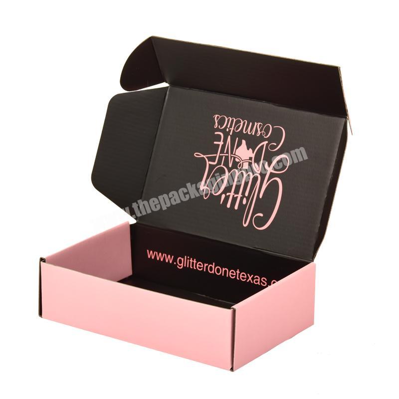Custom logo pink corrugated press on nails mailer shipping box