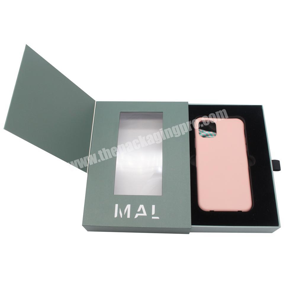 Custom logo printed paper luxury drawer slide mobile cell phone case packaging boxes for phone covers