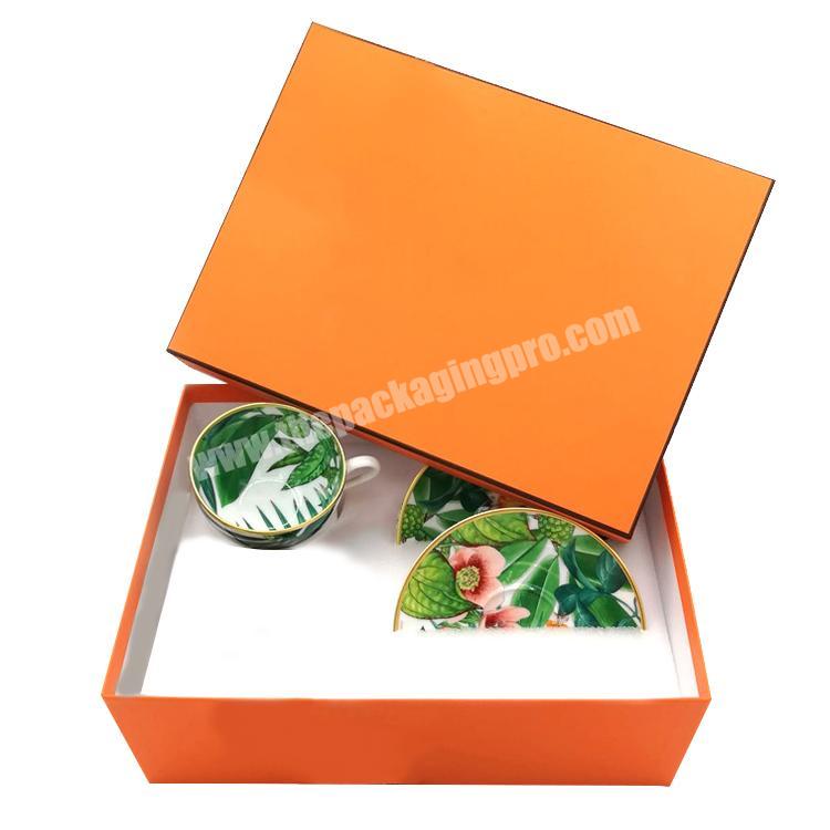 Custom logo printed paper luxury teacup tea cup box packaging tea cup and saucer gift box
