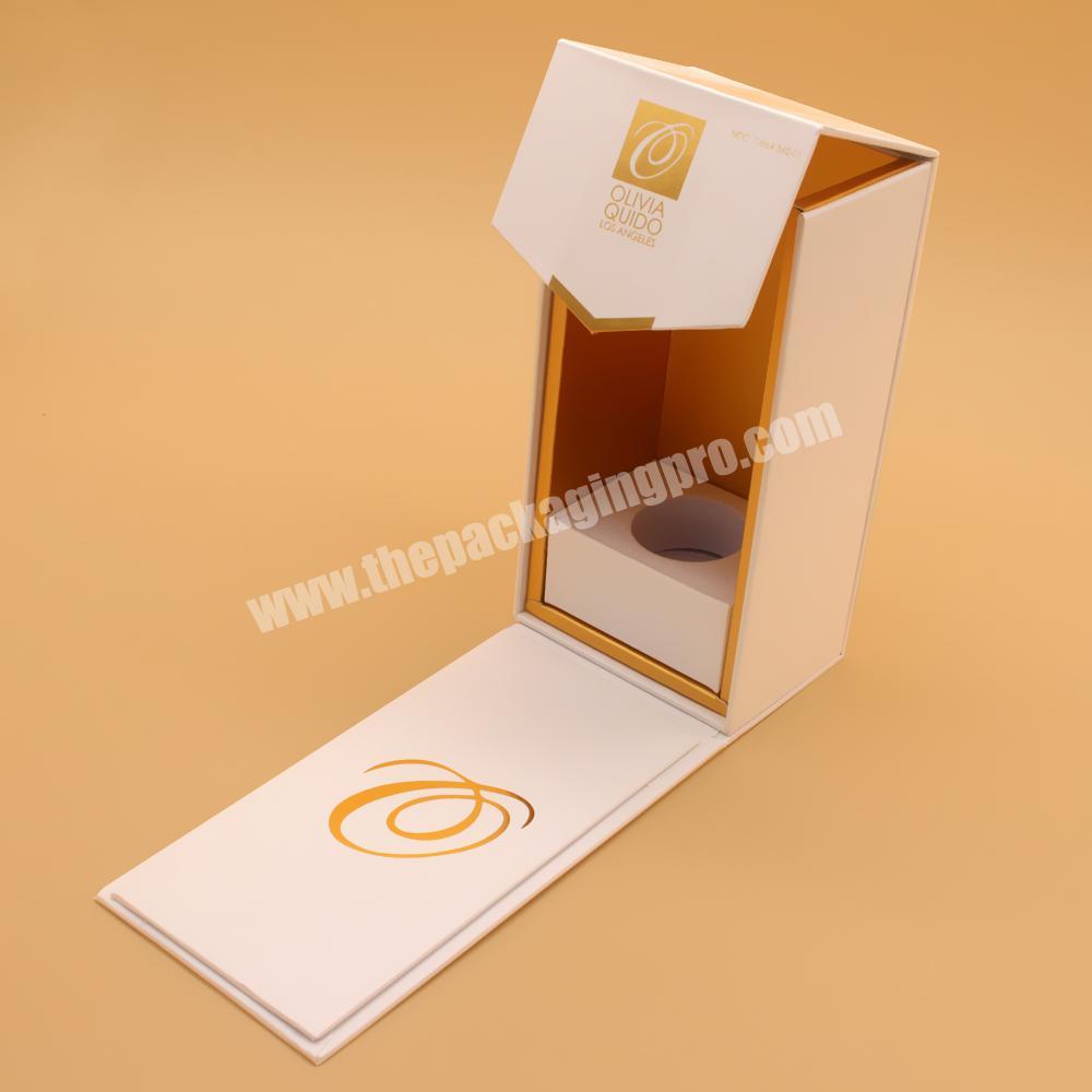 Custom logo printed paper white and gold gift box skincare colorful perfume boxes and bottle
