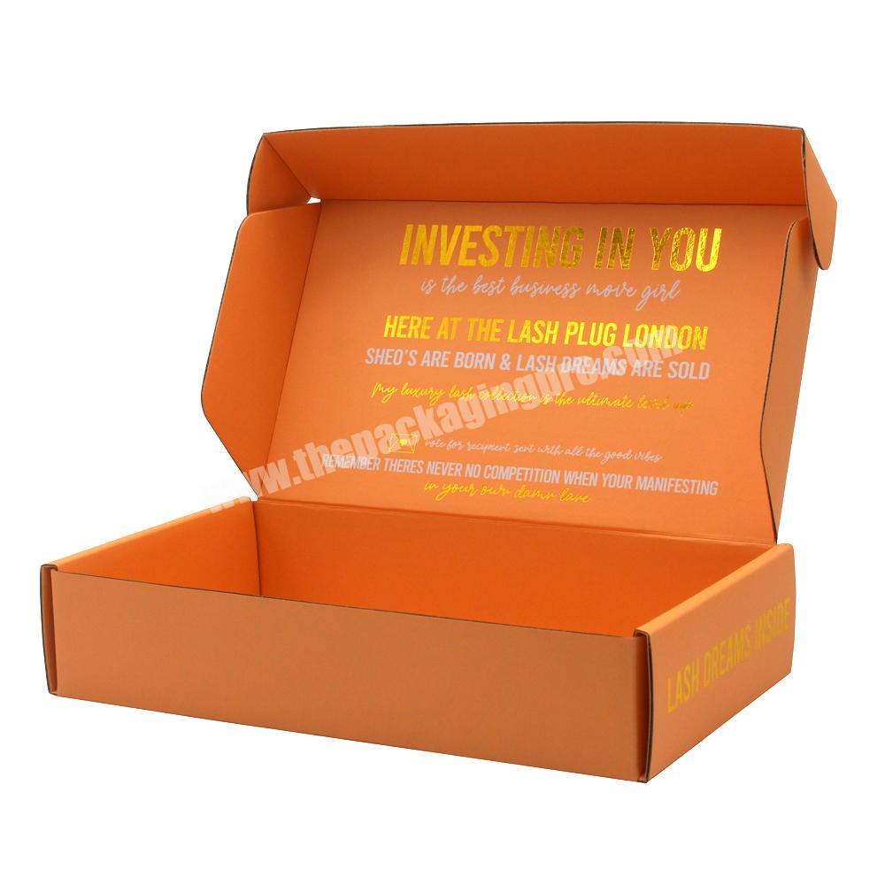 Custom logo printed paper yellow large flat shipping boxes cardboard box flip top design mailer box