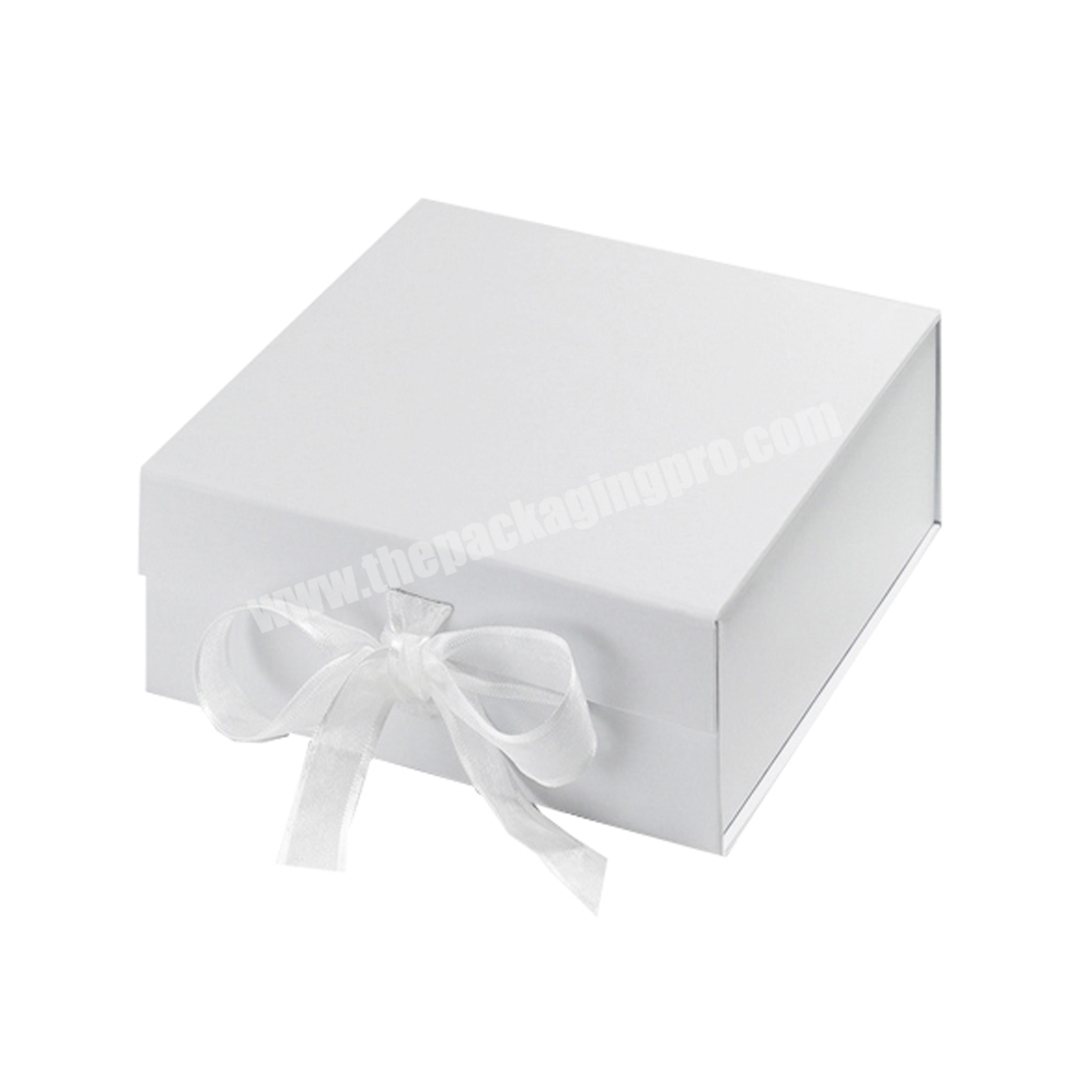 Custom logo printed white lingerie gift box with ribbon