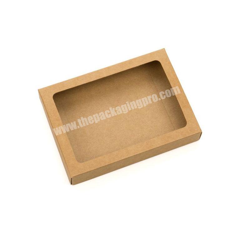 Custom logo printed wholesale foldable gift packaging brown package Kraft Paper Box with window