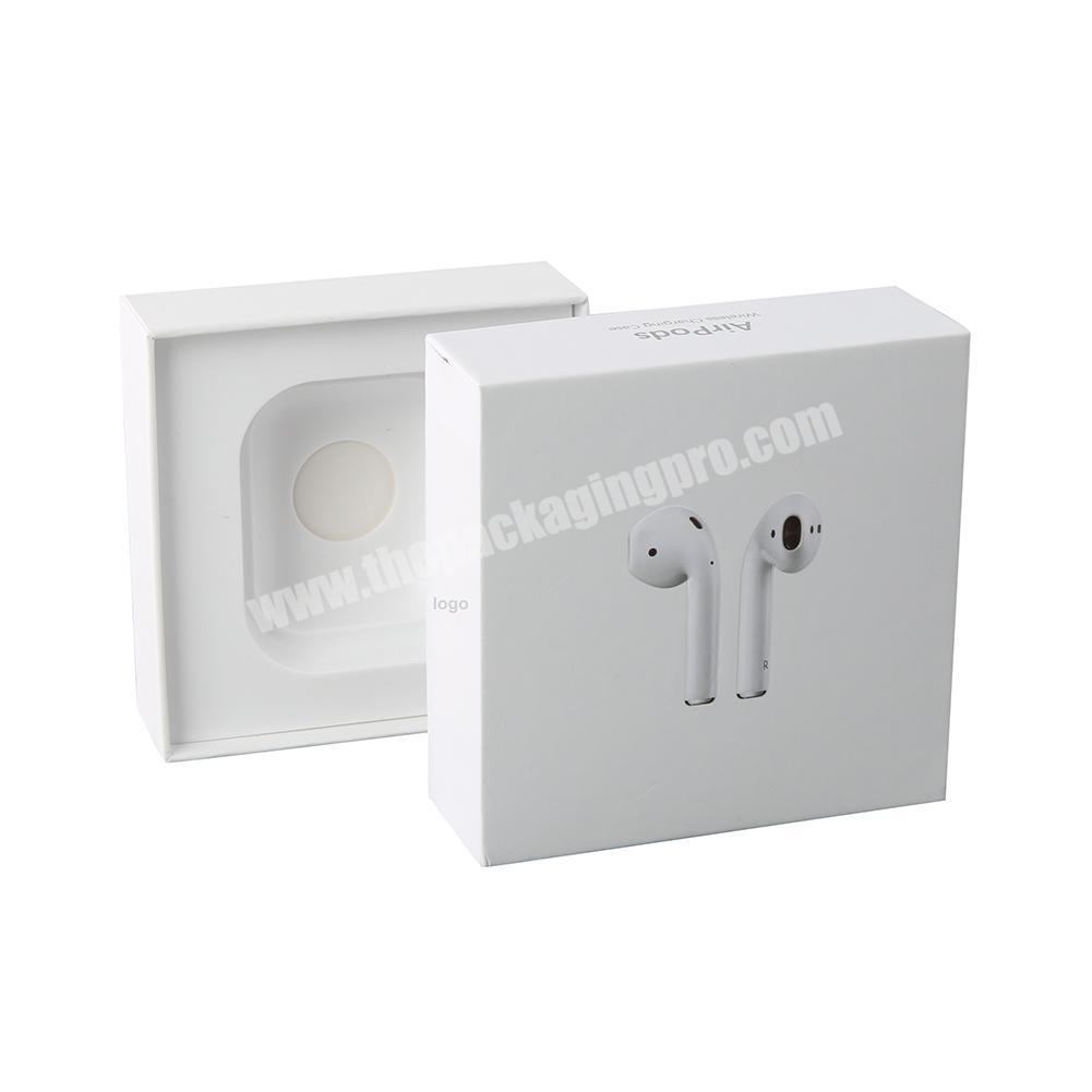 Custom logo printing paper airpods packaging box white airpod case packaging box with plastic tray insert
